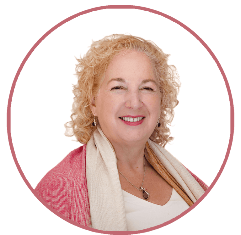 Melanie Holden Headshot with Pink Banner